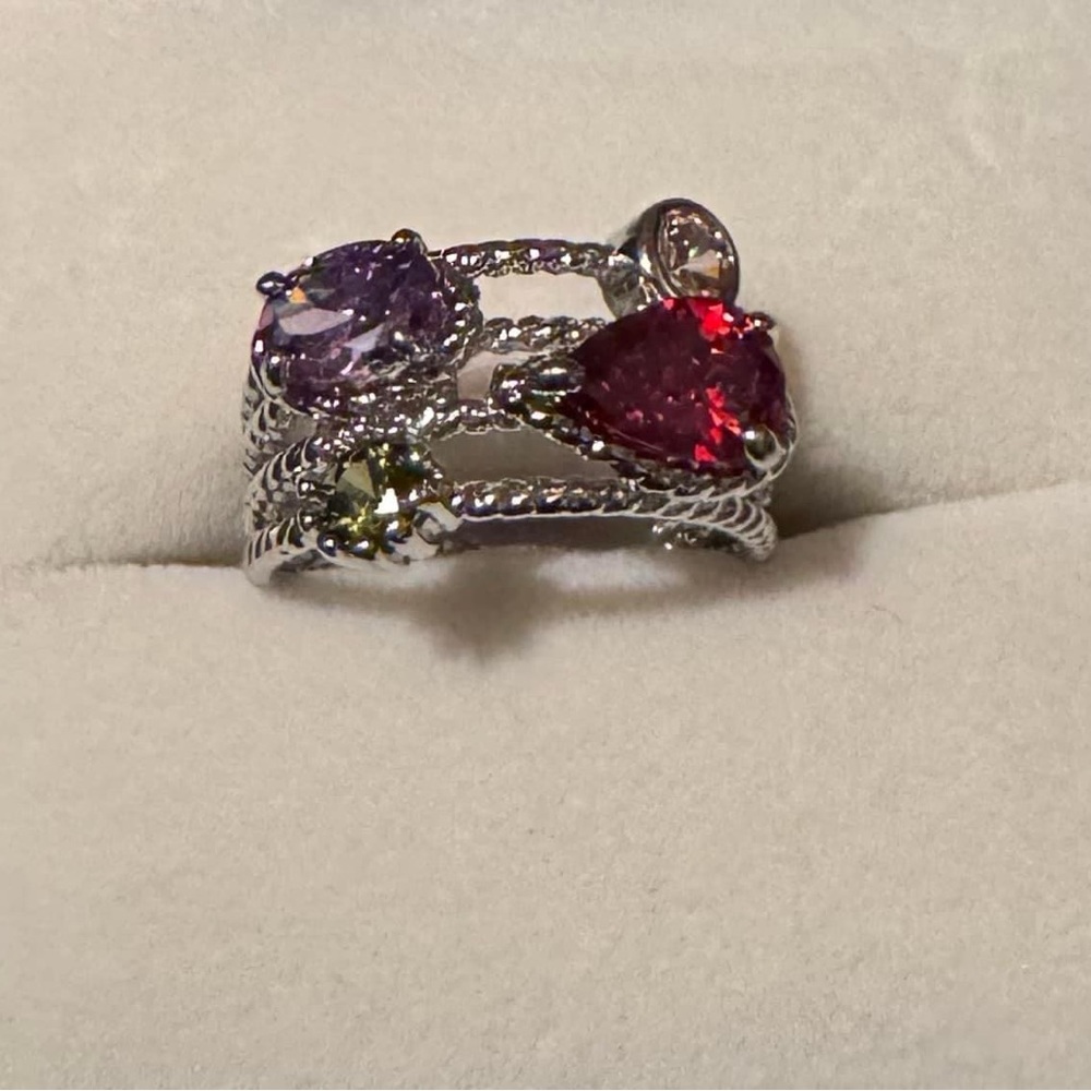 Multi Natural Gemstone Ring in Sterling Silver